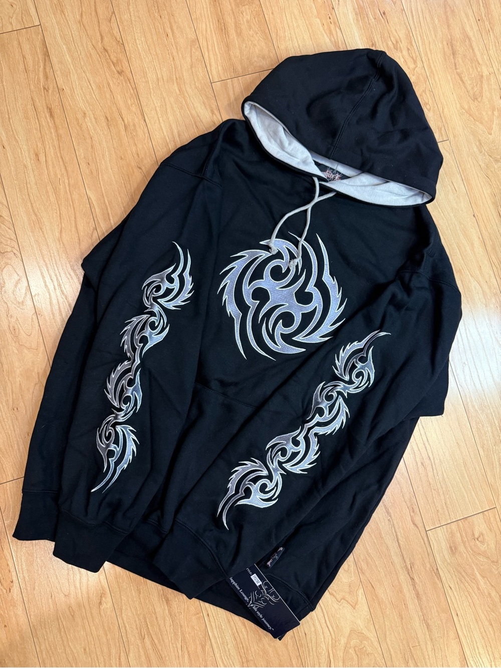 Vintage Y2K Sapphire Lounge Tribal Hoodie XL NWT Embroidered Mall Goth Skate